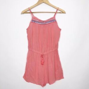 Doo Australia Girls Romper Playsuit Size 16 Embroidered Coral Sequins Beach NWT